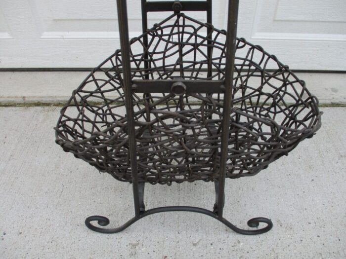 woven rattan wicker and metal three basket planter or fruit stand 7837