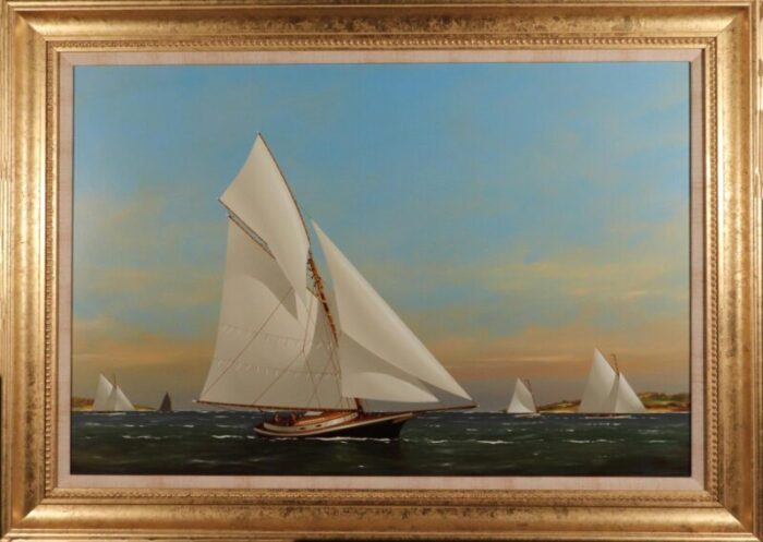 yacht racing off cape cod vernon broe american 1930 2011 oil on board 3729