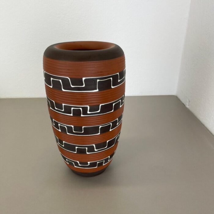 zig zag fat lava ceramic vases by ilkra ceramics 1950s 3