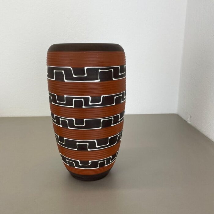 zig zag fat lava ceramic vases by ilkra ceramics 1950s 4