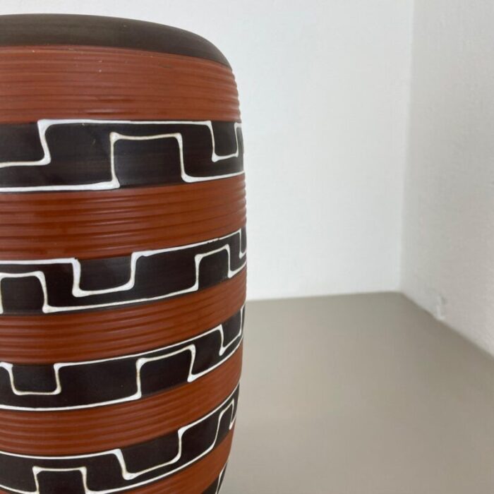 zig zag fat lava ceramic vases by ilkra ceramics 1950s 7